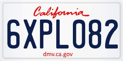 CA license plate 6XPL082