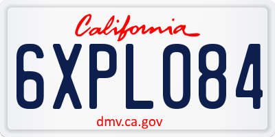 CA license plate 6XPL084