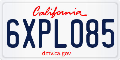 CA license plate 6XPL085