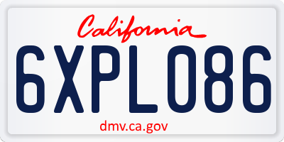 CA license plate 6XPL086
