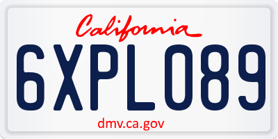CA license plate 6XPL089