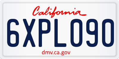 CA license plate 6XPL090