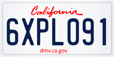 CA license plate 6XPL091