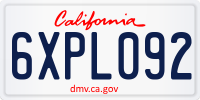 CA license plate 6XPL092