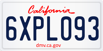 CA license plate 6XPL093