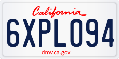 CA license plate 6XPL094