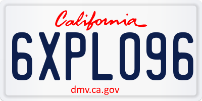 CA license plate 6XPL096