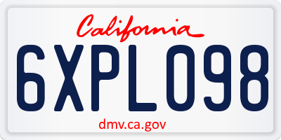 CA license plate 6XPL098