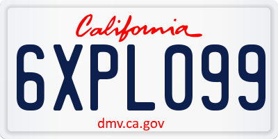 CA license plate 6XPL099