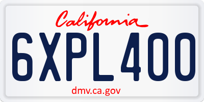 CA license plate 6XPL400