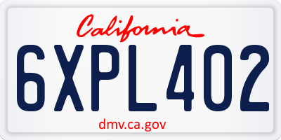 CA license plate 6XPL402