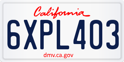CA license plate 6XPL403