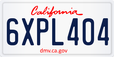 CA license plate 6XPL404