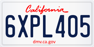 CA license plate 6XPL405
