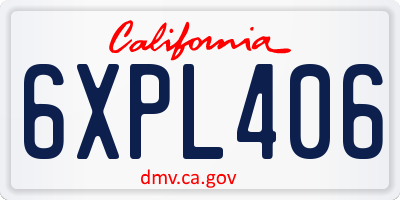 CA license plate 6XPL406