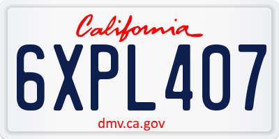 CA license plate 6XPL407