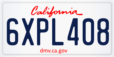 CA license plate 6XPL408