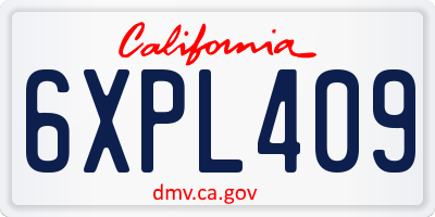 CA license plate 6XPL409