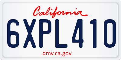 CA license plate 6XPL410