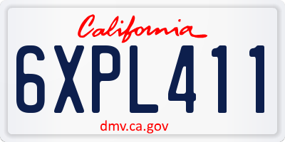 CA license plate 6XPL411