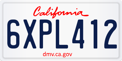 CA license plate 6XPL412