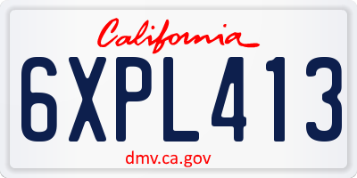 CA license plate 6XPL413