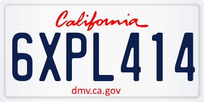 CA license plate 6XPL414