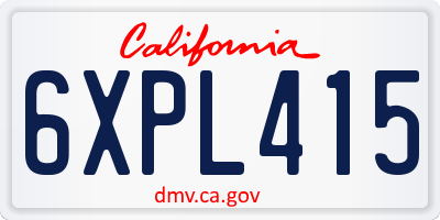 CA license plate 6XPL415