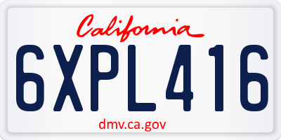 CA license plate 6XPL416