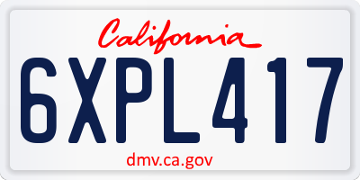 CA license plate 6XPL417