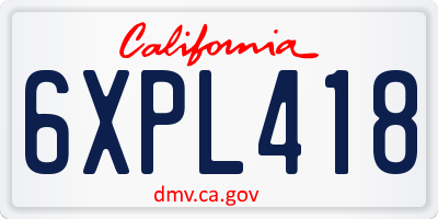 CA license plate 6XPL418