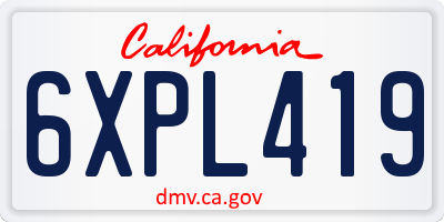 CA license plate 6XPL419