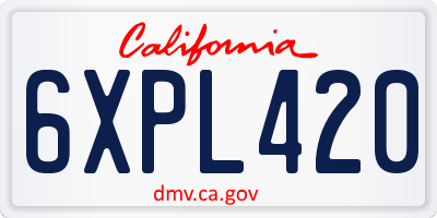 CA license plate 6XPL420