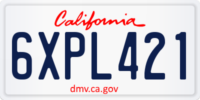 CA license plate 6XPL421