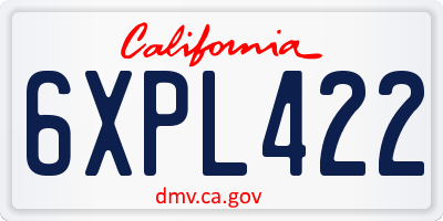 CA license plate 6XPL422