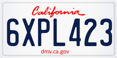 CA license plate 6XPL423