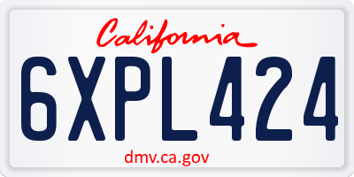 CA license plate 6XPL424