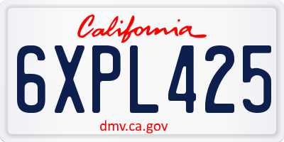 CA license plate 6XPL425