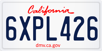CA license plate 6XPL426
