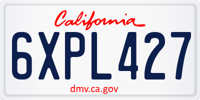 CA license plate 6XPL427