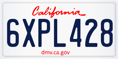 CA license plate 6XPL428
