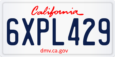 CA license plate 6XPL429
