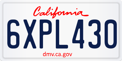 CA license plate 6XPL430