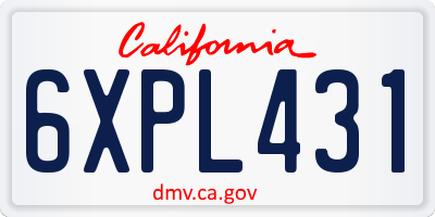 CA license plate 6XPL431