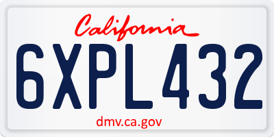 CA license plate 6XPL432