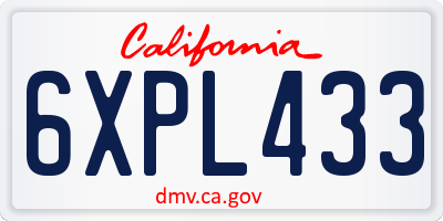CA license plate 6XPL433