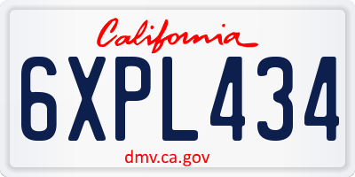 CA license plate 6XPL434