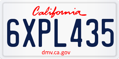 CA license plate 6XPL435