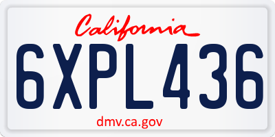 CA license plate 6XPL436