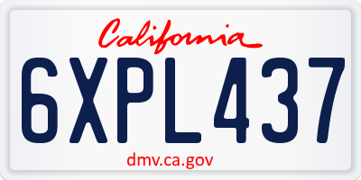 CA license plate 6XPL437